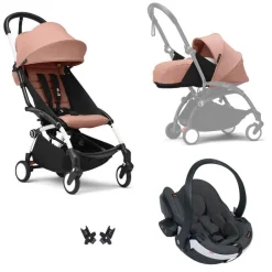 Poussette trio yoyo 3 - châssis blanc pack 0+ & 6+ ginger + siège auto izi go modular x2 by besafe