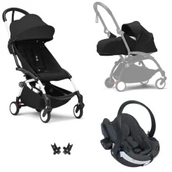 Poussette trio yoyo 3 - châssis blanc pack 0+ & 6+ noir + siège auto izi go modular x2 by besafe