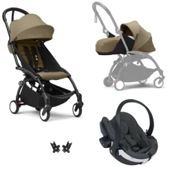Poussette trio yoyo 3 - châssis noir pack 0+ & 6+ toffee + siège auto izi go modular x2 by besafe