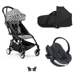 Poussette trio yoyo 3 - châssis noir pack 6+ siège auto izi go modular x2 by besafe + nacelle zebra / noir