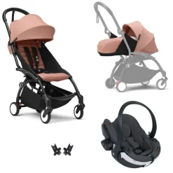 Poussette trio yoyo 3 - châssis noir pack 0+ & 6+ ginger + siège auto izi go modular x2 by besafe