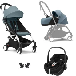 Poussette trio yoyo 3 pack 0+ & 6+ et siège auto aton b2 black - châssis noir - taupe