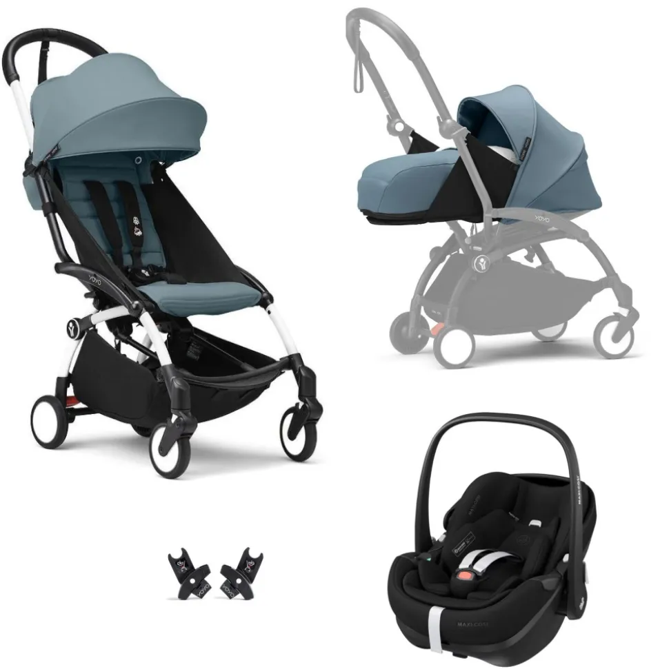 Poussette trio yoyo 3 pack 0+ & 6+ et siège auto aton b2 black - châssis noir - taupe