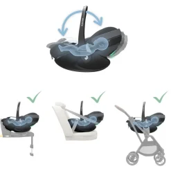 Poussette trio yoyo³ pack 0+ & 6+ et siège auto pebble 360 pro² black - châssis noir - olive