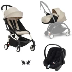 Poussette trio yoyo 3 pack 0+ & 6+ et siège auto aton b2 black - châssis blanc - bonpoint