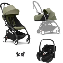Poussette trio yoyo³ pack 0+ & 6+ et siège auto pebble 360 pro² black - châssis noir - olive
