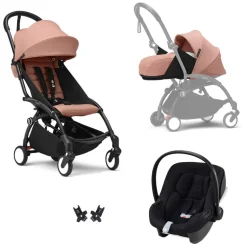 Poussette trio yoyo 3 pack 0+ & 6+ et siège auto aton b2 black - châssis noir - ginger