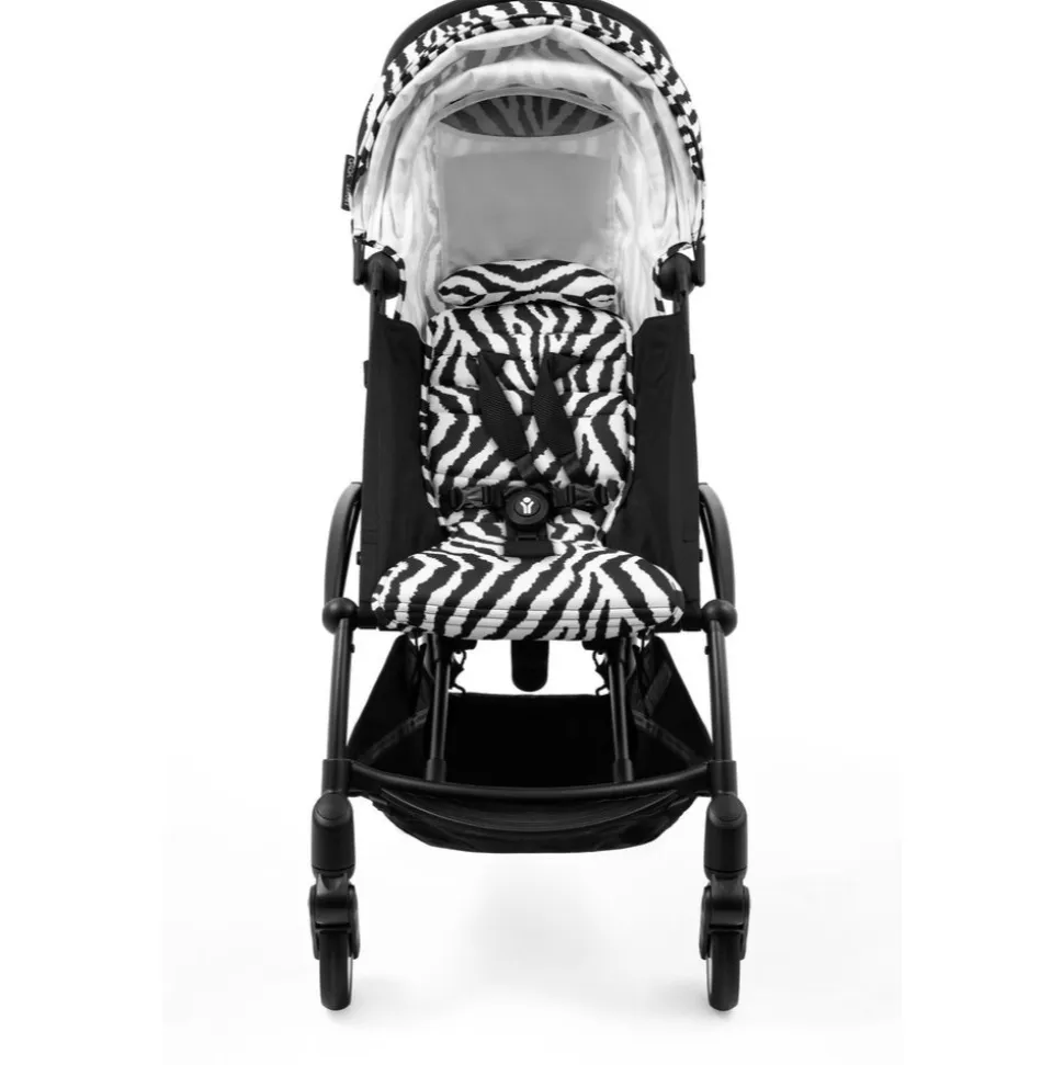 Poussette trio yoyo 3 pack 6+ et siège auto cloud g3 black + nacelle yoyo - chassis blanc - zebra / noir
