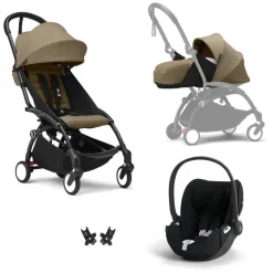 Poussette trio yoyo 3 pack 0+ & 6+ + siège auto cloud t plus black - châssis noir - toffee