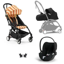 Poussette trio yoyo 3 pack 0+ & 6+ + siège auto cloud t plus black - châssis noir - capri / noir