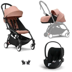 Poussette trio yoyo 3 pack 0+ & 6+ + siège auto cloud t plus black - châssis noir - ginger
