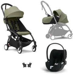 Poussette trio yoyo 3 pack 0+ & 6+ + siège auto cloud t plus black - châssis noir - olive