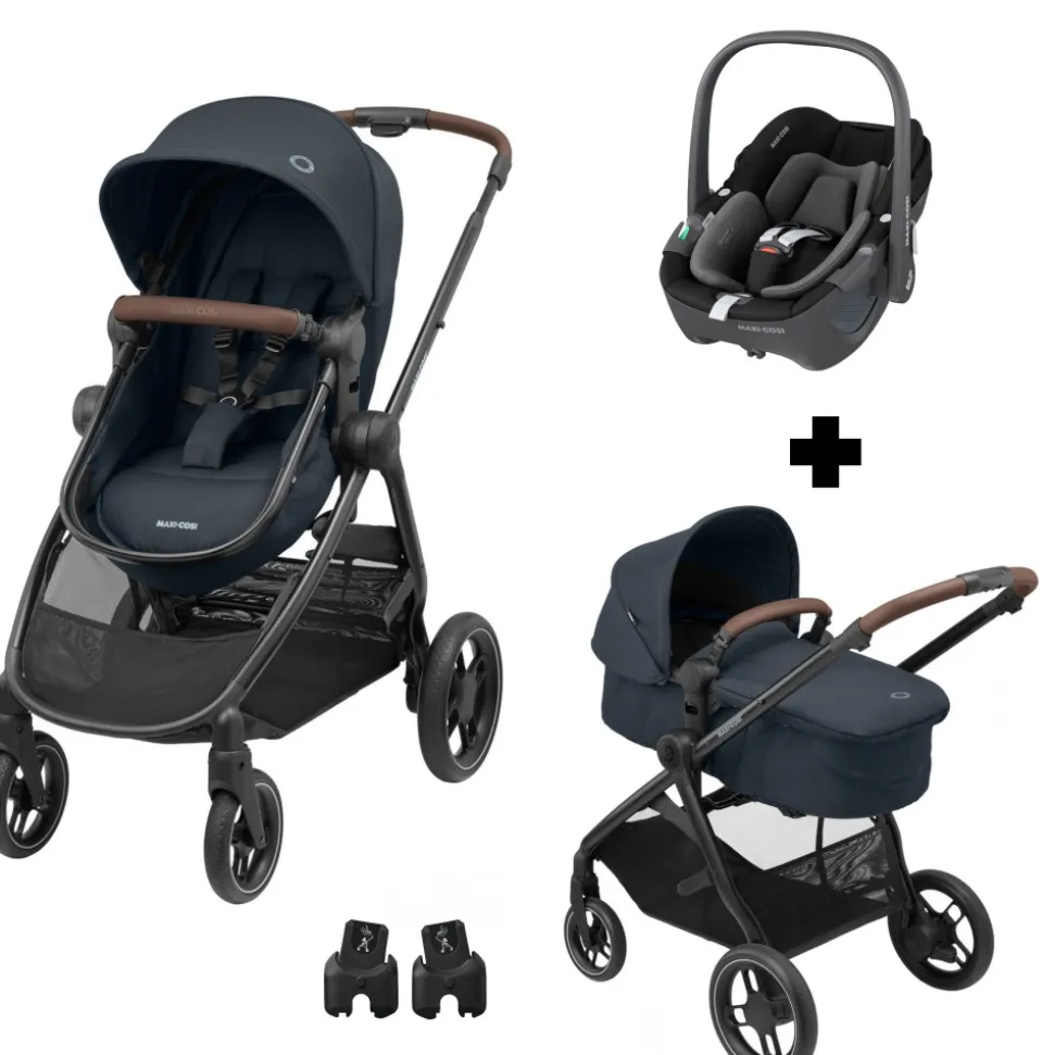 Poussette trio zelia 3 essential graphite + siège auto cabriofix i-size + nacelle