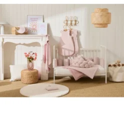 Protège barreaux tour de lit modulable respirant vieux rose