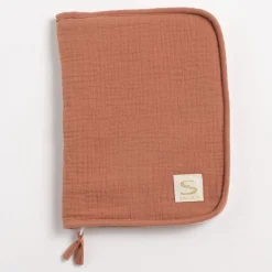 Protège carnet de santé bébé uni terracotta