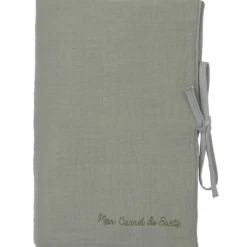 Protège carnet de santé gaze de coton vert de gris