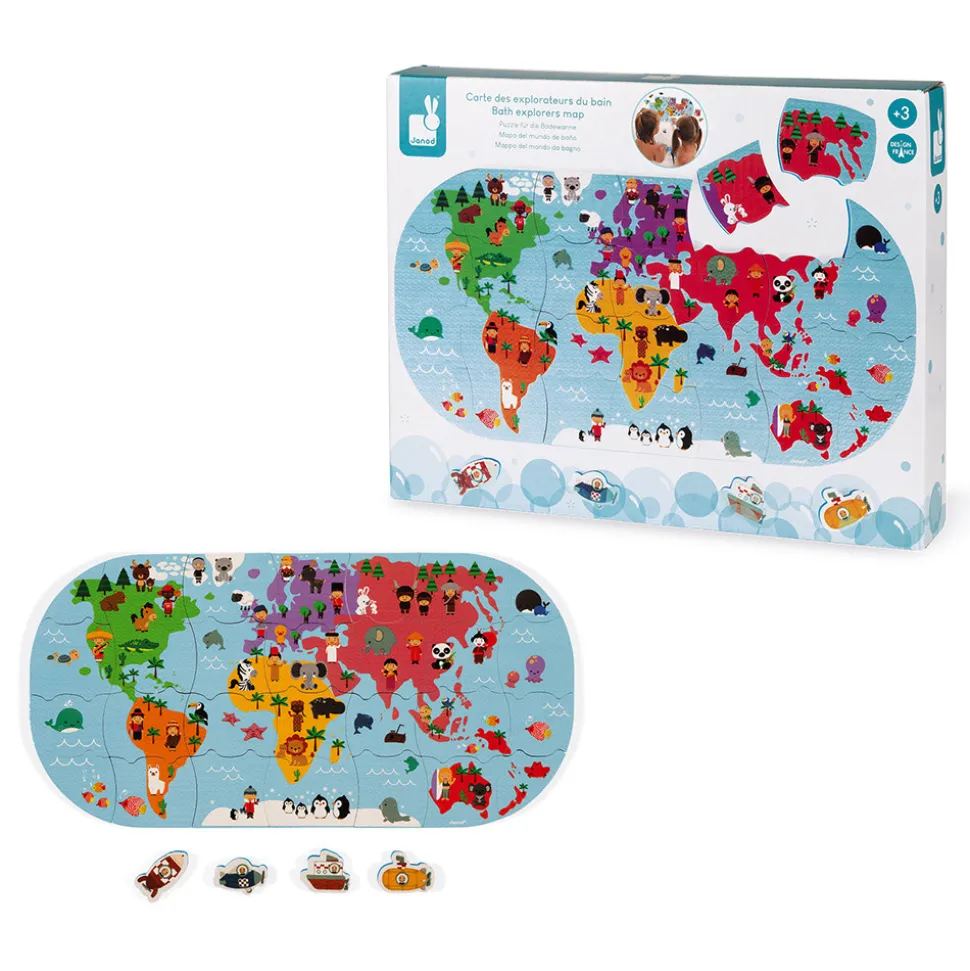 Puzzle de bain carte des explorateurs
