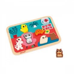 Puzzle en bois chunky animaux familiers 7 pièces