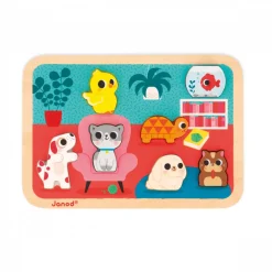 Puzzle en bois chunky animaux familiers 7 pièces