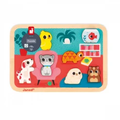 Puzzle en bois chunky animaux familiers 7 pièces