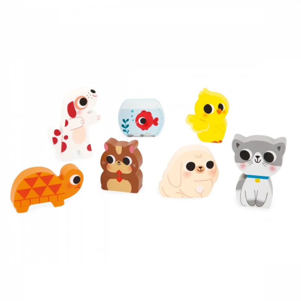 Puzzle en bois chunky animaux familiers 7 pièces