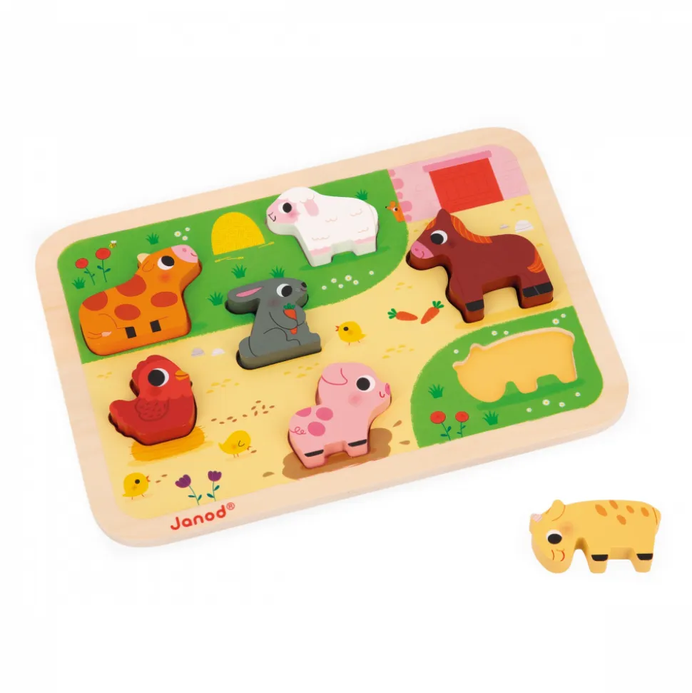 Puzzle en bois chunky animaux de la ferme 7 pièces