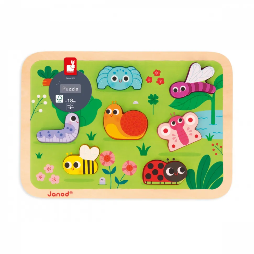 Puzzle en bois chunky animaux du jardin 7 pièces