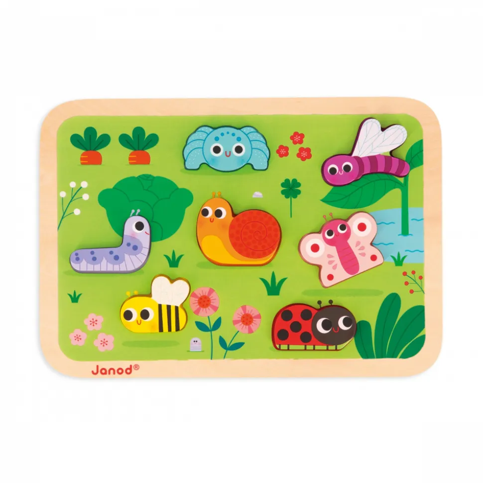 Puzzle en bois chunky animaux du jardin 7 pièces