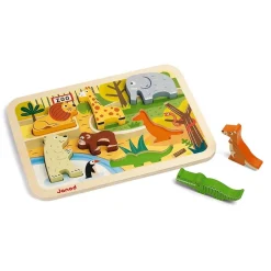 Puzzle en bois chunky animaux du zoo 7 pièces
