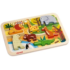 Puzzle en bois chunky animaux du zoo 7 pièces