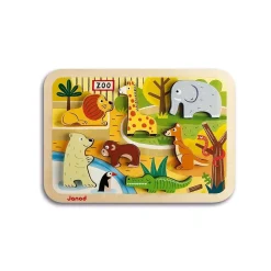 Puzzle en bois chunky animaux du zoo 7 pièces