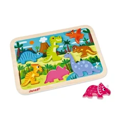 Puzzle en bois chunky dinosaures 7 pièces