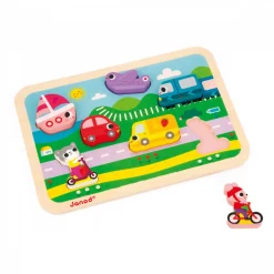 Puzzle en bois chunky véhicules 7 pièces