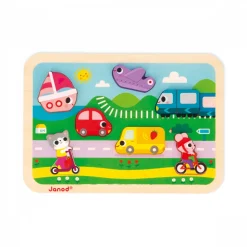 Puzzle en bois chunky véhicules 7 pièces