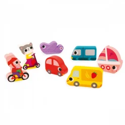 Puzzle en bois chunky véhicules 7 pièces