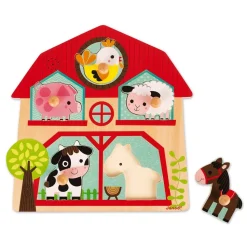 Puzzle en bois musical les copains de la ferme 5 pièces