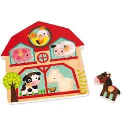 Puzzle en bois musical les copains de la ferme 5 pièces