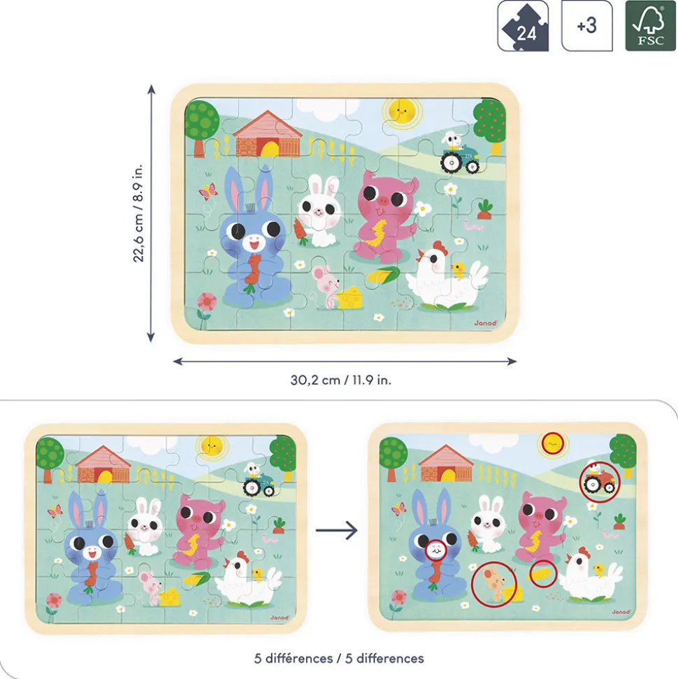 Puzzle en bois 24 pièces a la ferme