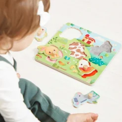 Puzzle en bois premier âge ferme 5 pièces