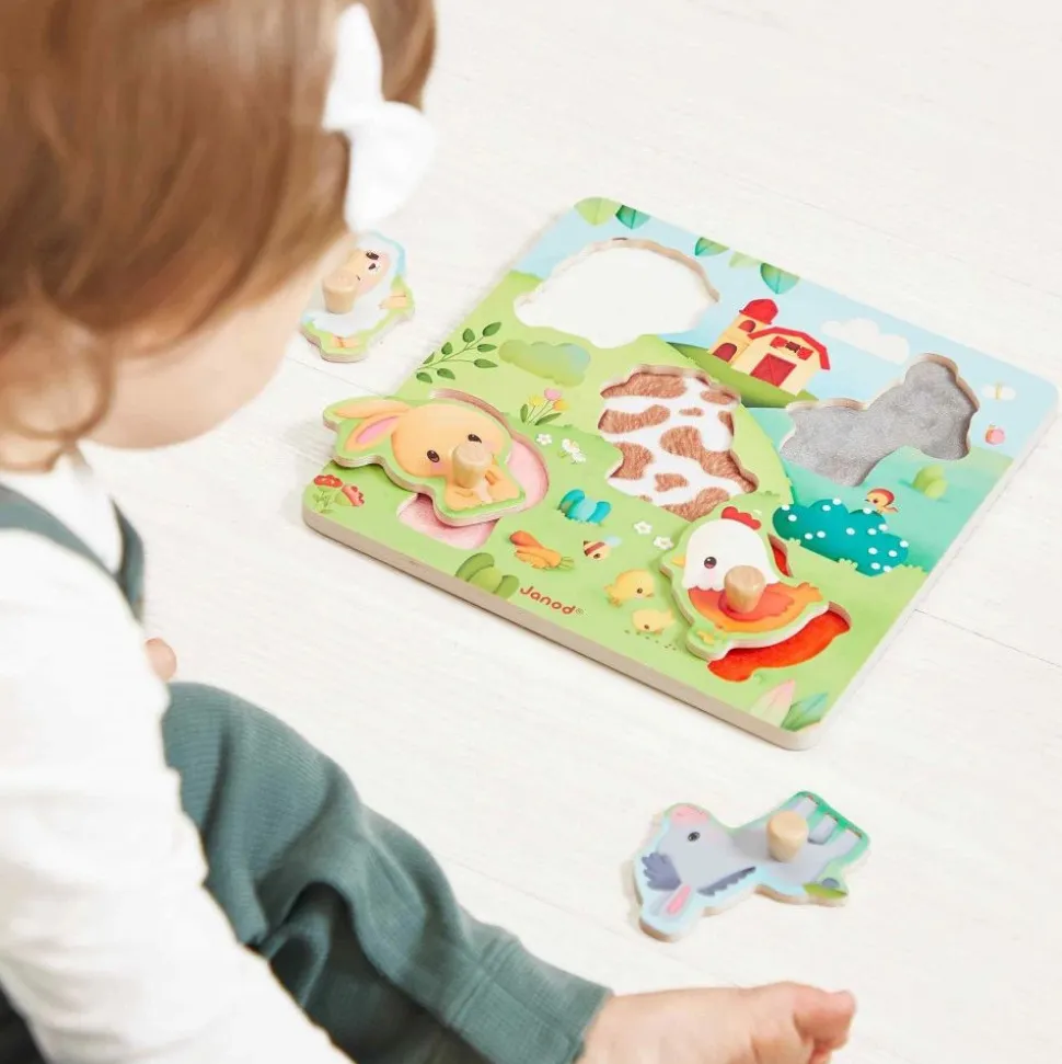 Puzzle en bois premier âge ferme 5 pièces