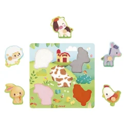 Puzzle en bois premier âge ferme 5 pièces