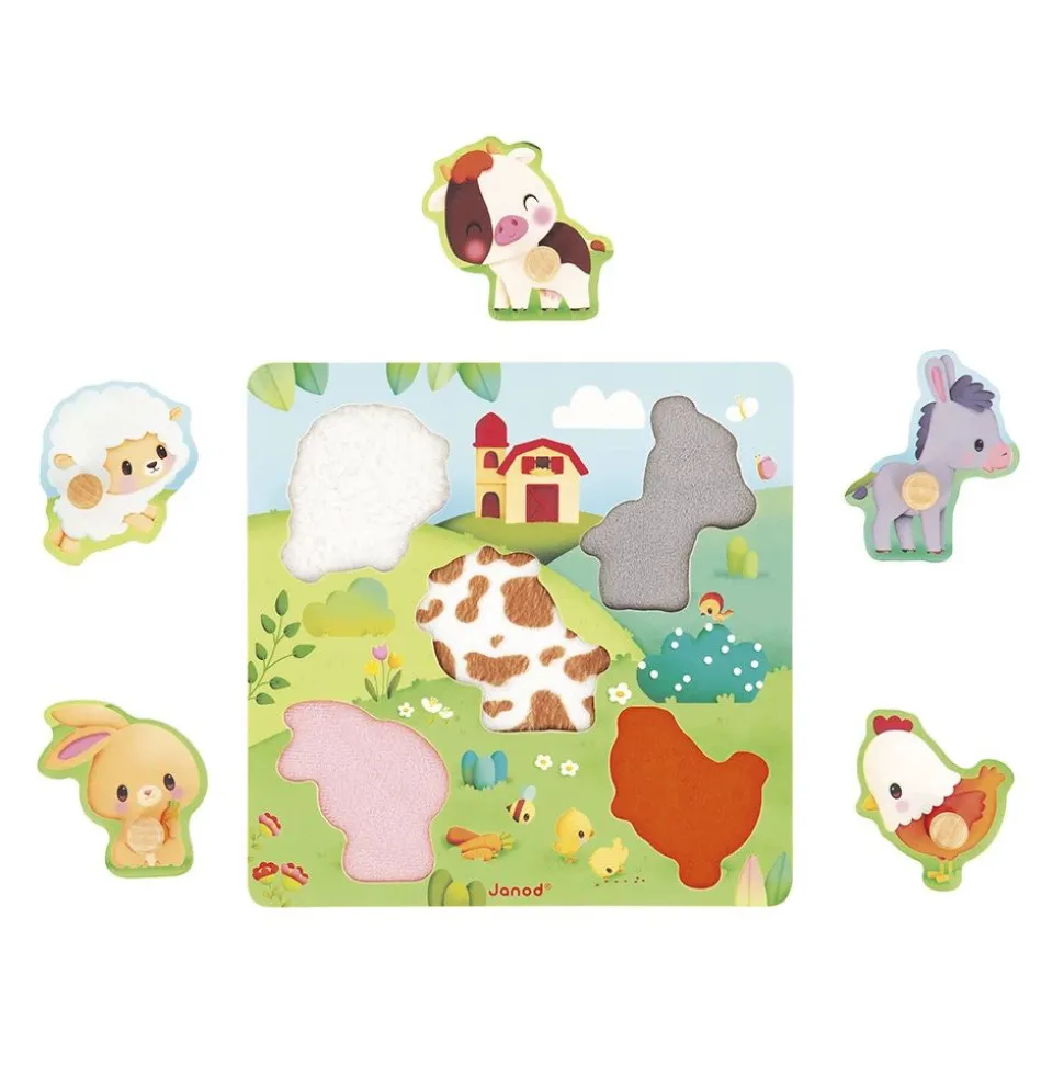 Puzzle en bois premier âge ferme 5 pièces