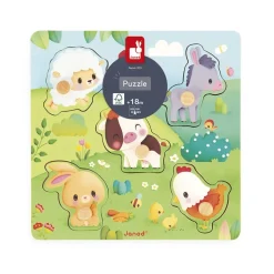 Puzzle en bois premier âge ferme 5 pièces