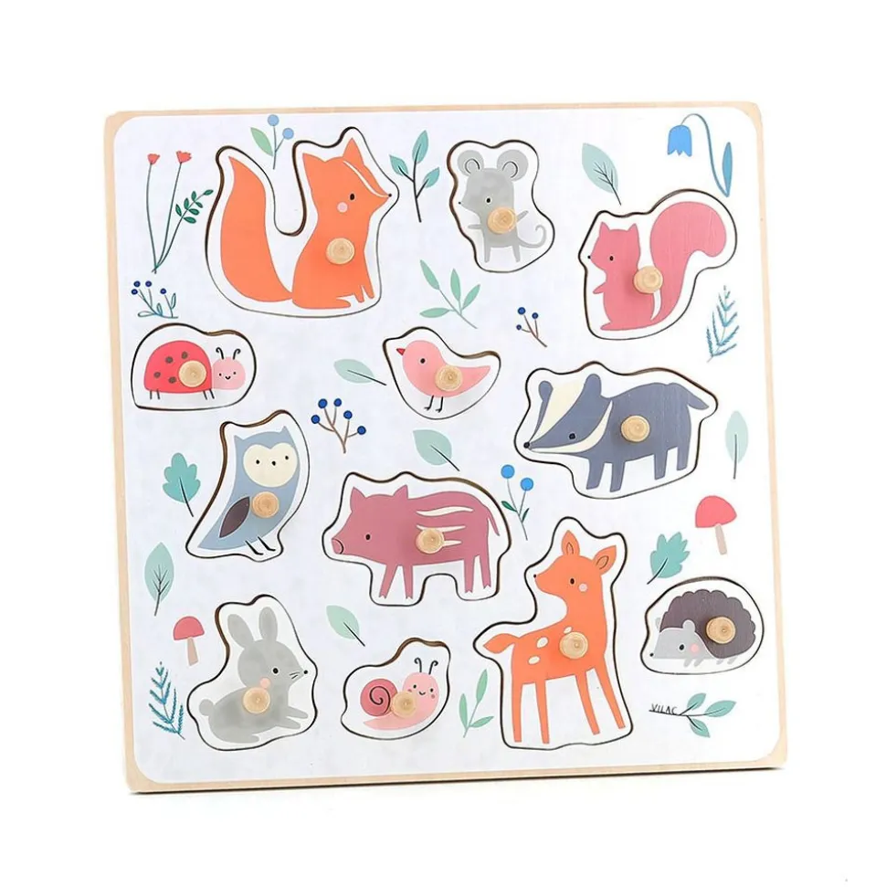 Puzzle encastrement en bois les animaux de la forêt