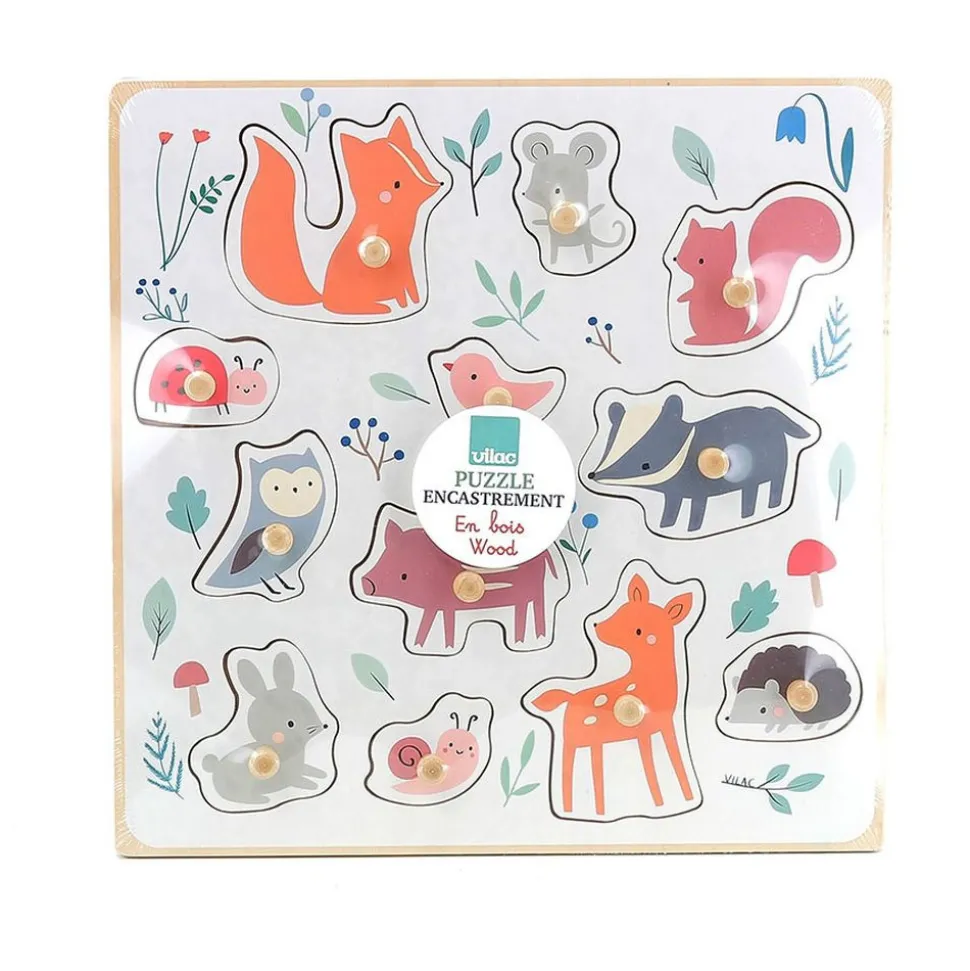 Puzzle encastrement en bois les animaux de la forêt