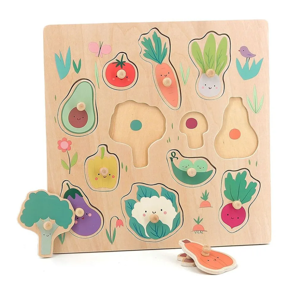 Puzzle encastrement en bois légumes du jardin