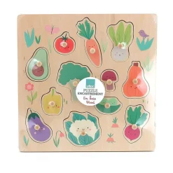 Puzzle encastrement en bois légumes du jardin