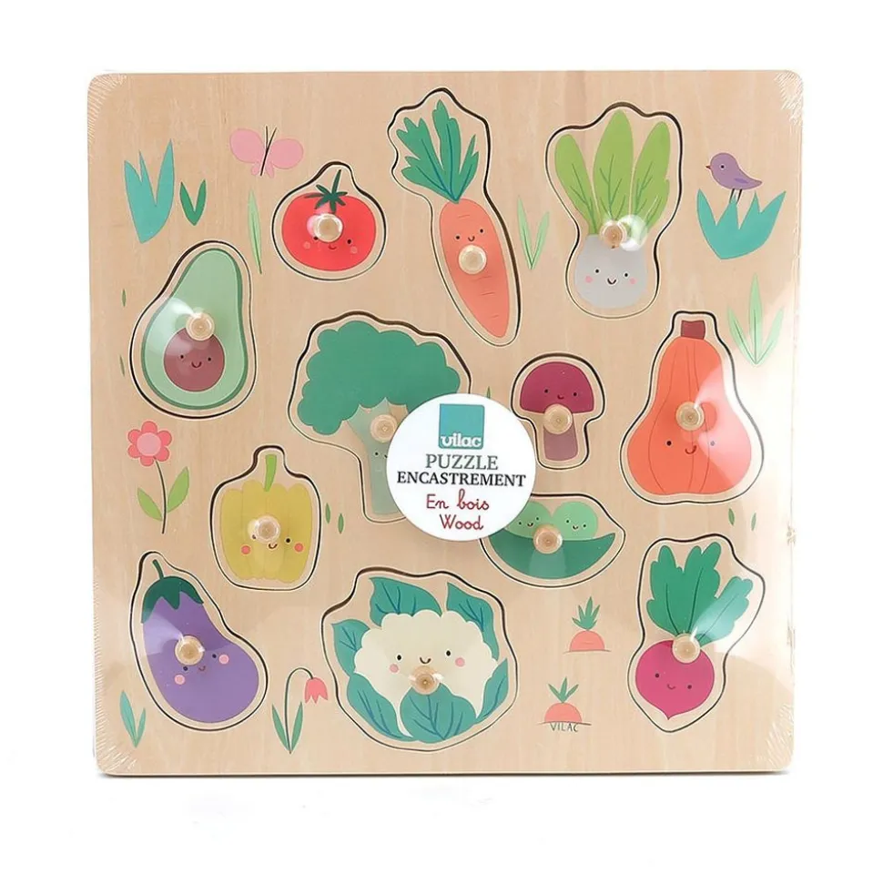 Puzzle encastrement en bois légumes du jardin