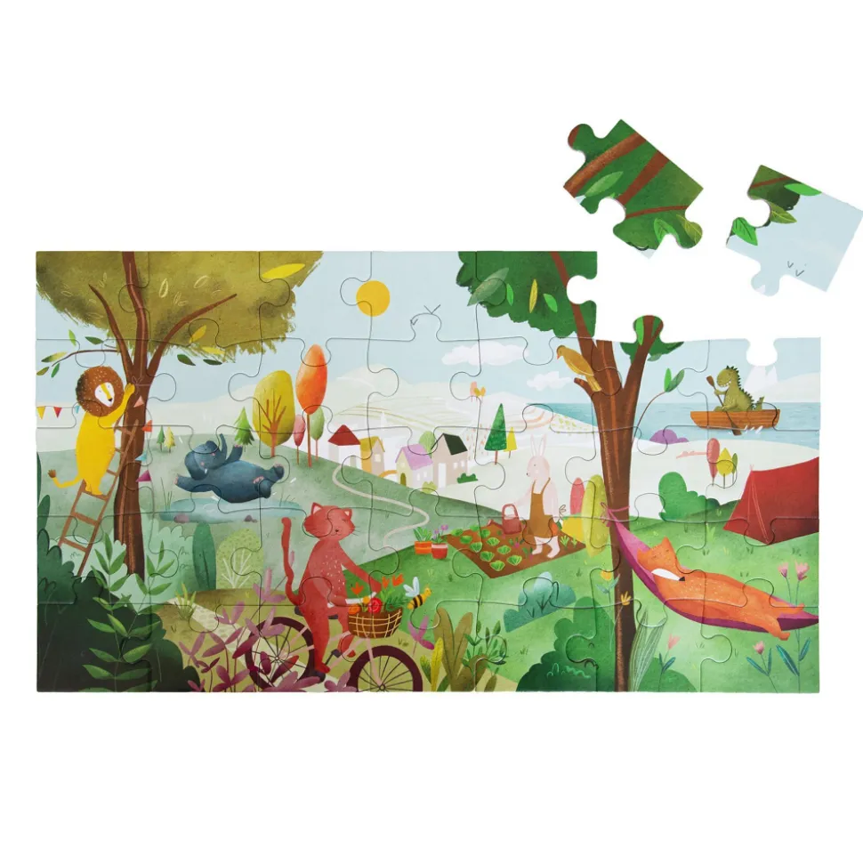 Puzzle enfant à forme - journée d'été - 35 pièces