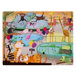 Puzzle enfant tactile journée au zoo 20 pièces